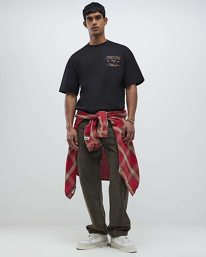 Black Oversized Fit Players Club Pool T-Shirt