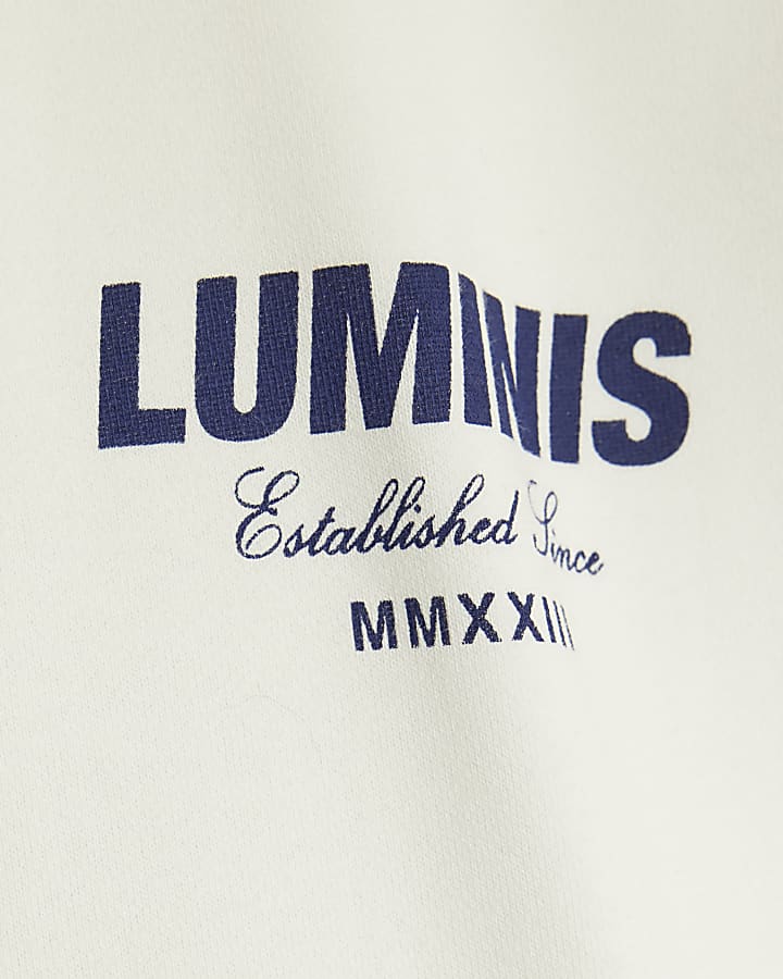 Cream Oversized Fit Italic Luminis Hoodie