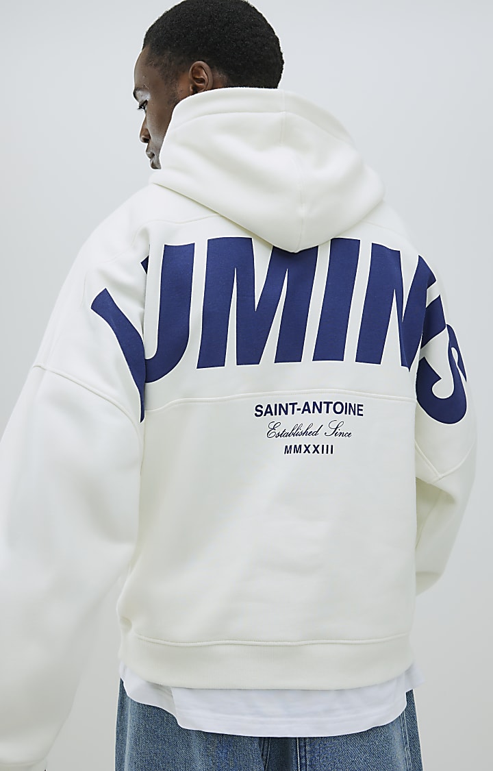 Ecru Oversized Fit Italic Luminis Hoodie