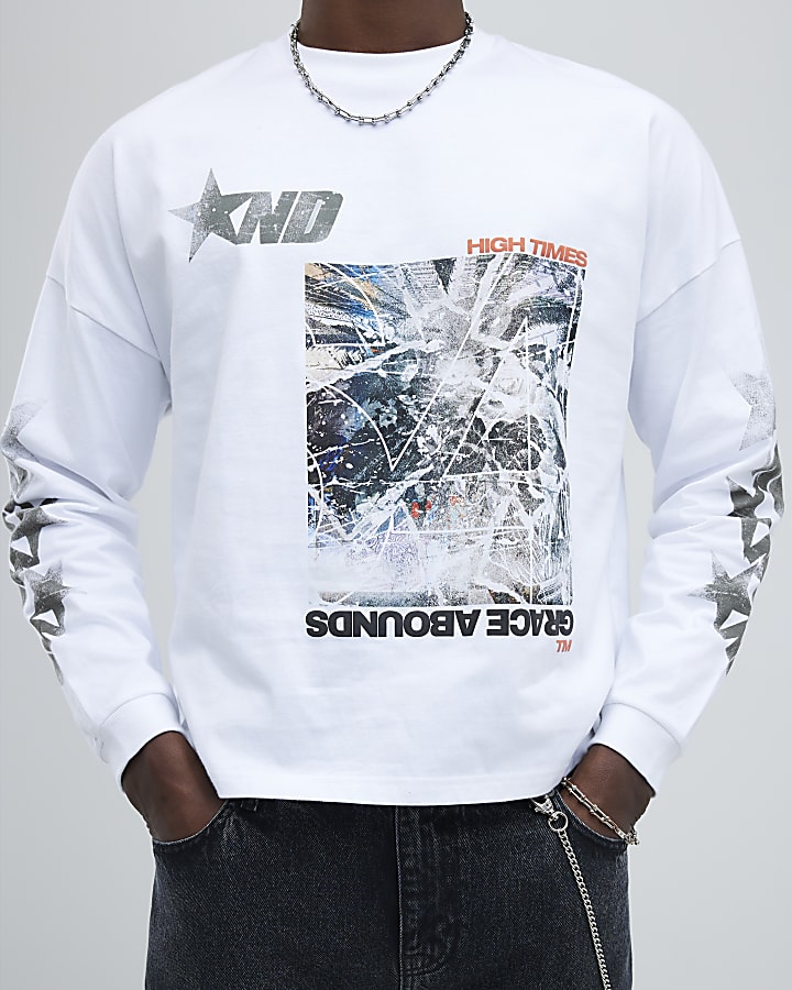 White Regular Fit Star T-Shirt