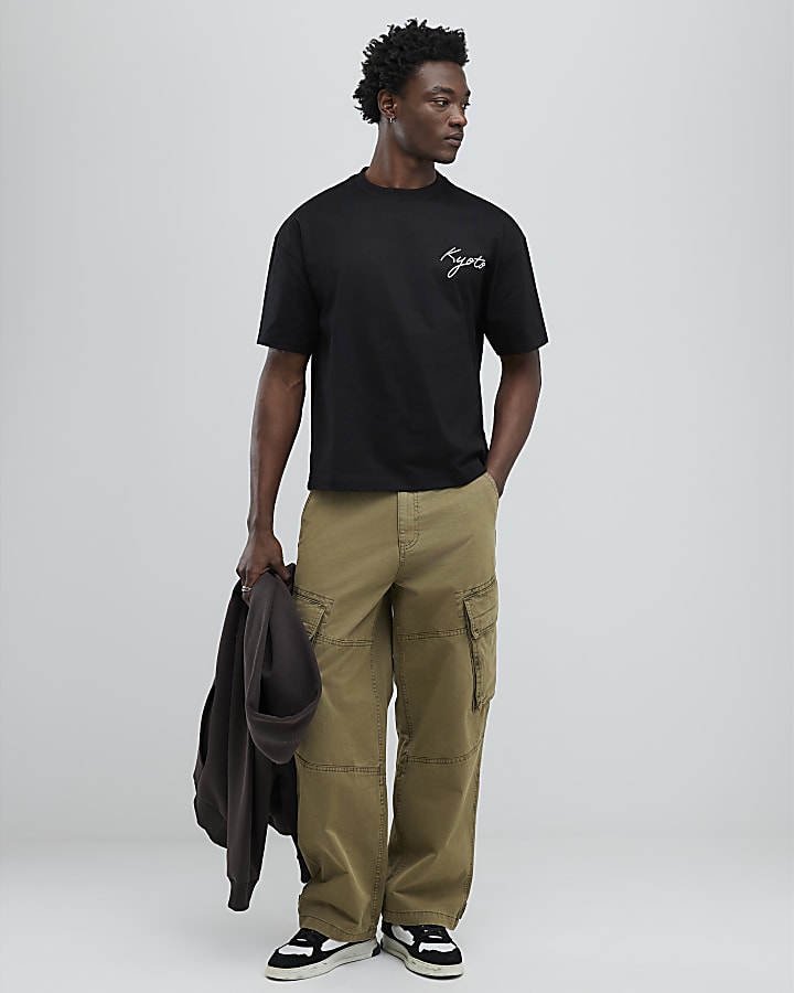 Black Oversized Fit Double Phoenix T-Shirt