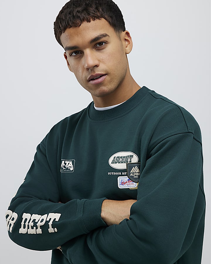 Green Oversized Fit Alpine Badging Sweatshirt