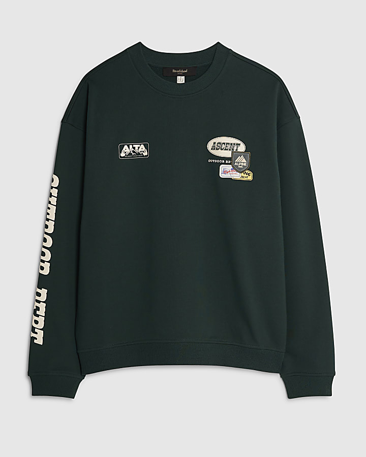 Green Oversized Fit Alpine Badging Sweatshirt