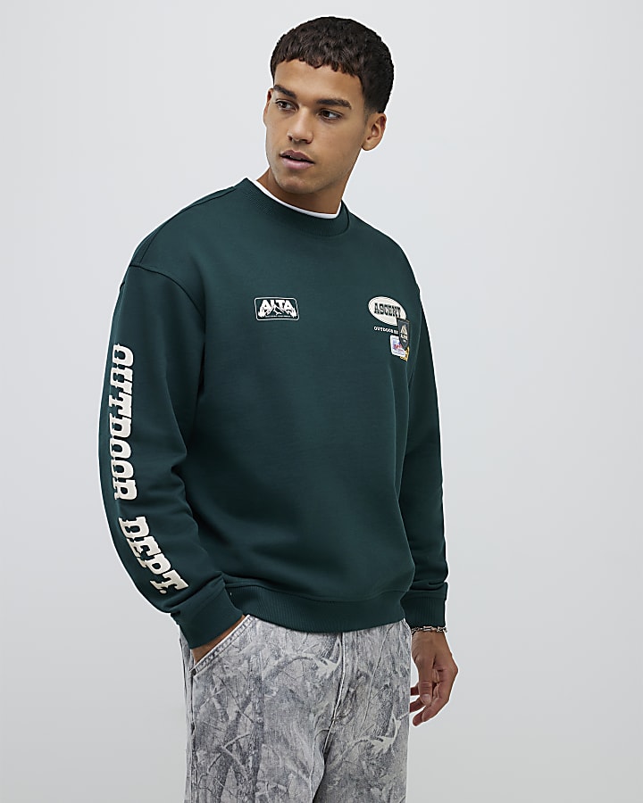 Green Oversized Fit Alpine Badging Sweatshirt