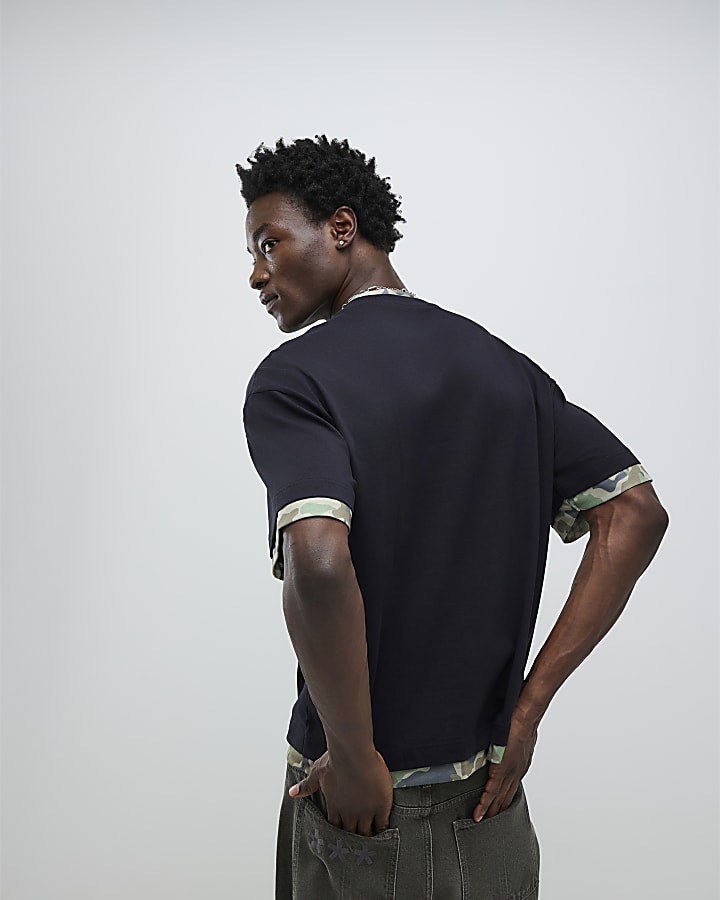 Black Oversized Fit Camo Sanctuaire T-Shirt