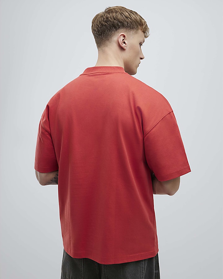Red Oversized Fit Eagle Rock T-Shirt
