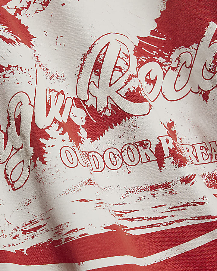 Red Oversized Fit Eagle Rock T-Shirt
