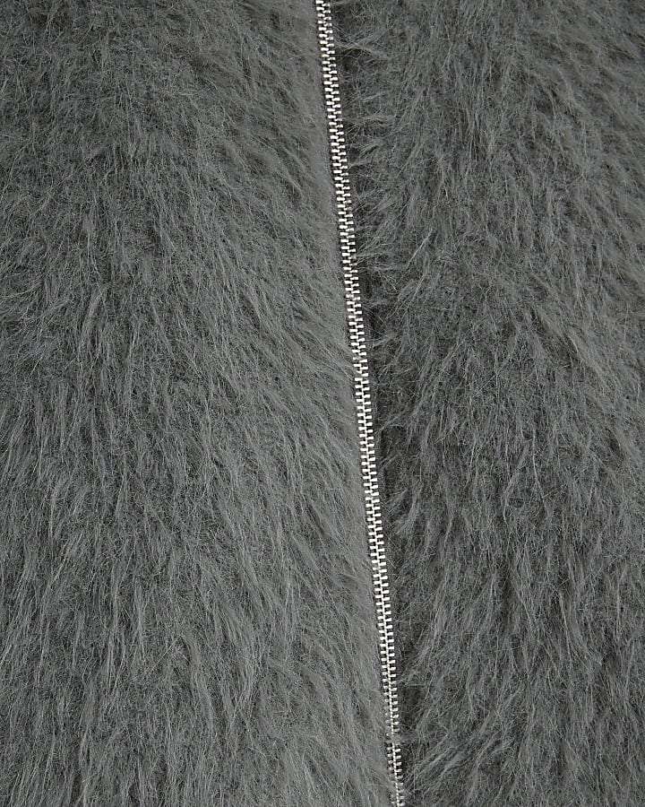 Grey Oversized Fit Fuzzy Sweatshirt