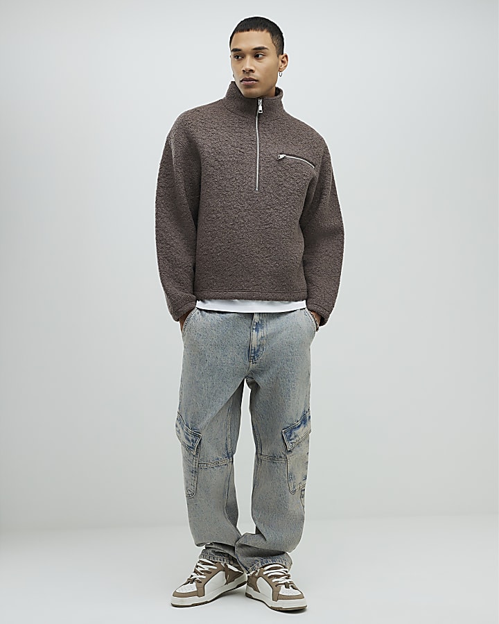 Brown Borg Funnel Neck Sweatshirt