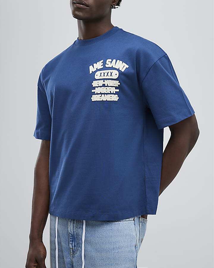 Blue Oversized Fit Ame Saint T-Shirt