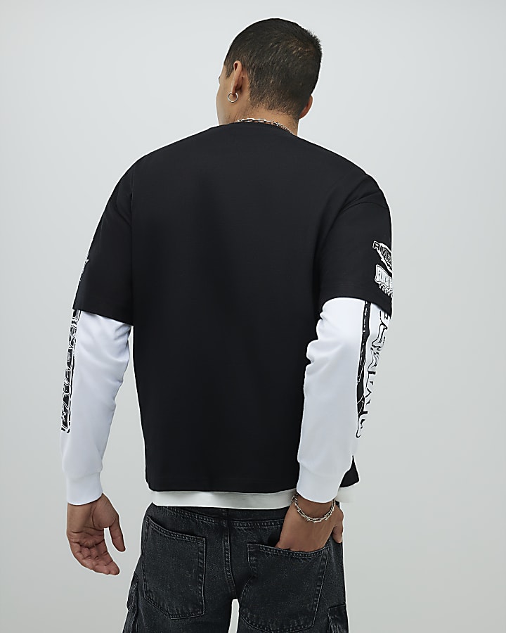Black Ame Saint Double Layer T-Shirt