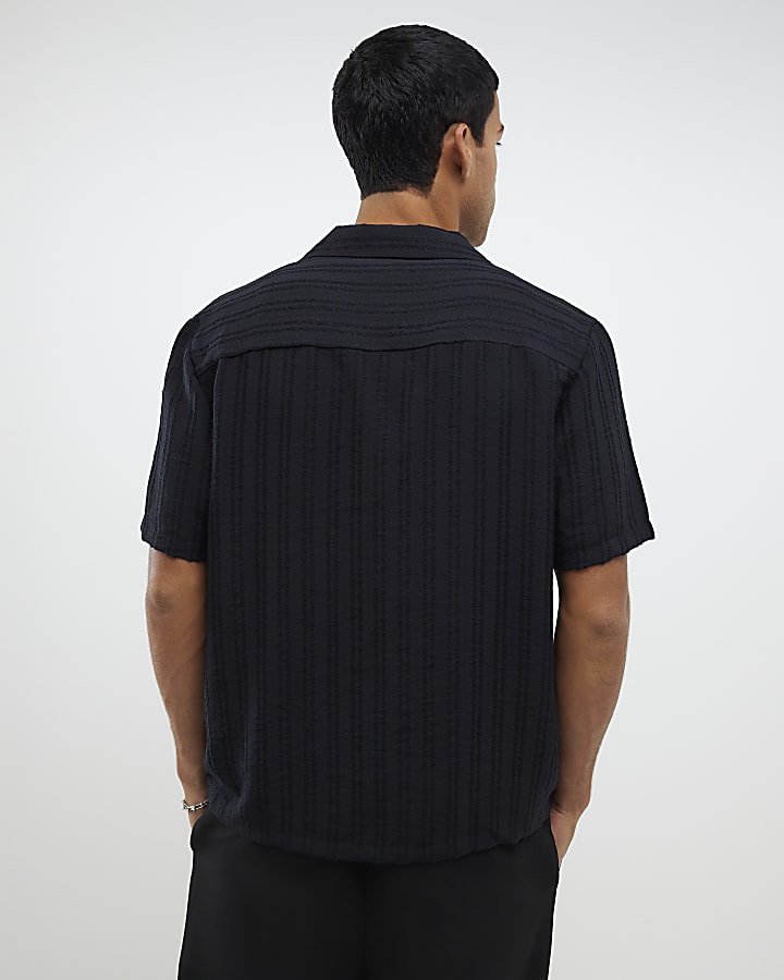 Black Regular Fit Textured Shirt