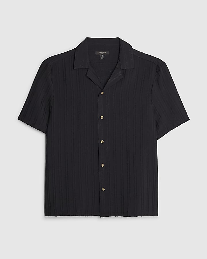 Black Regular Fit Textured Shirt