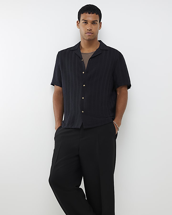 Black Regular Fit Textured Shirt