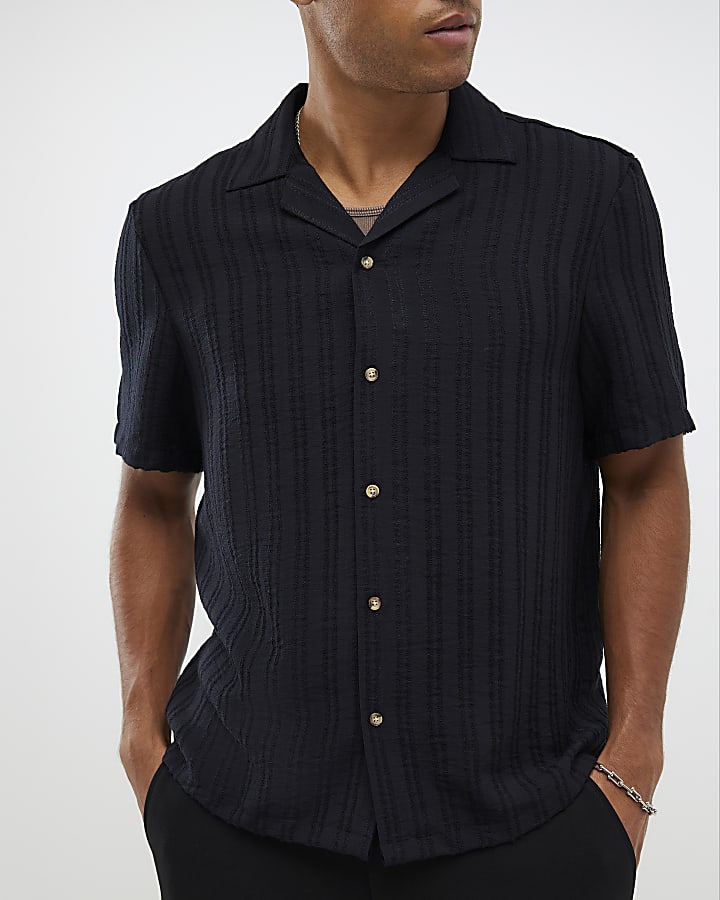 Black Regular Fit Textured Shirt