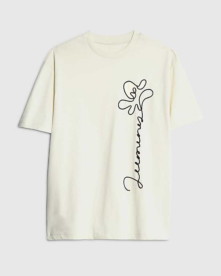 Cream Regular Fit Luminis Rope T-Shirt