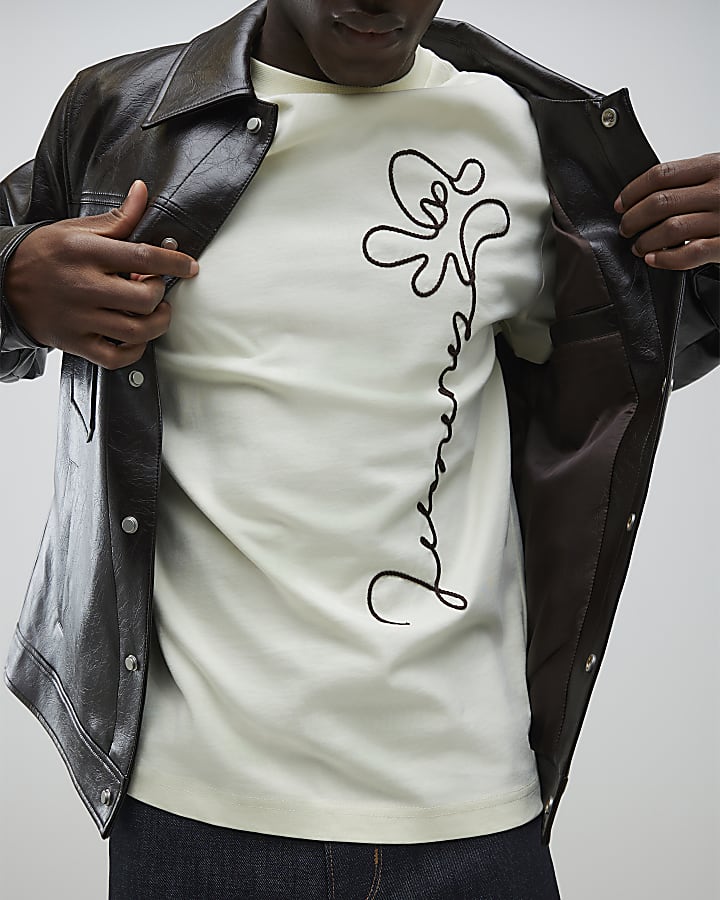 Cream Regular Fit Luminis Rope T-Shirt