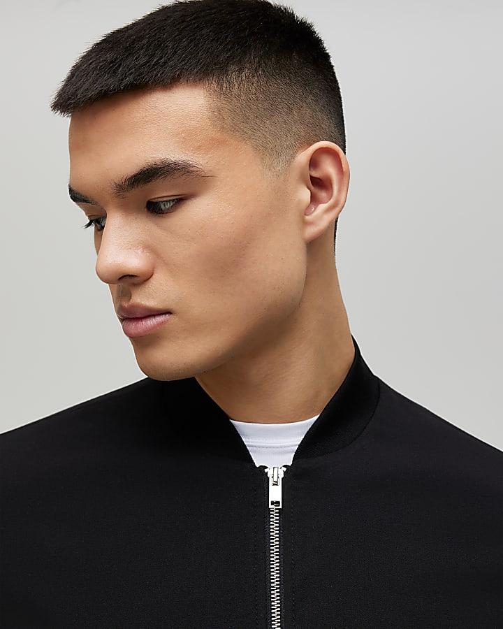 Black Slim Fit Bomber Jacket