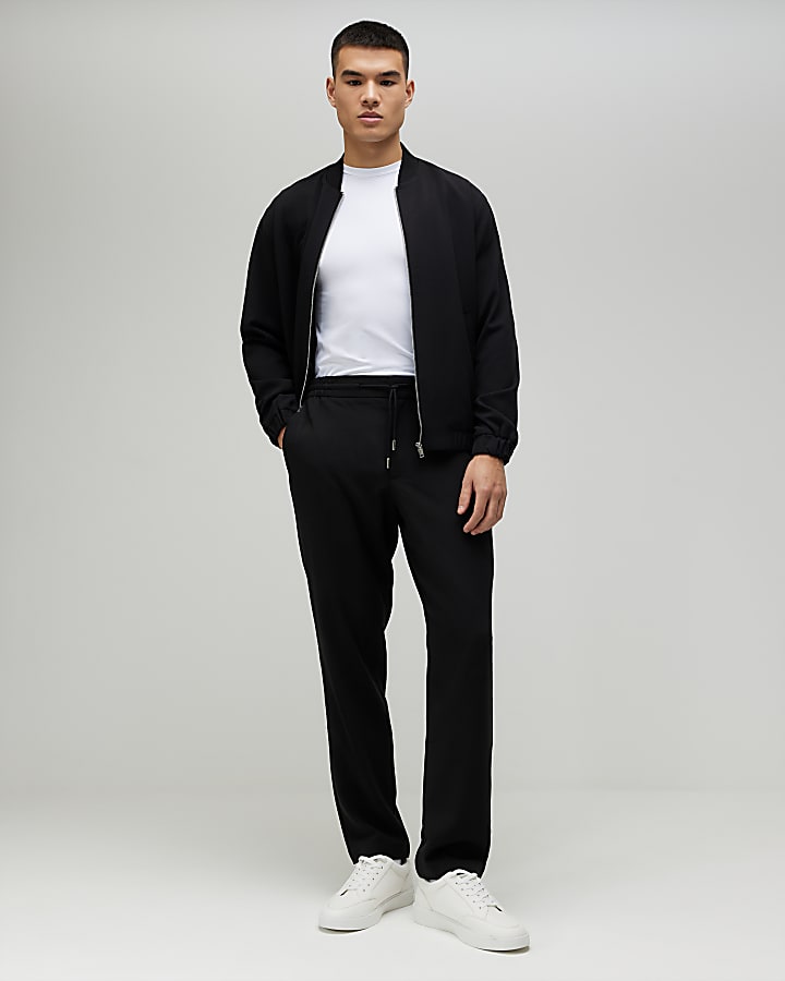 Black Slim Fit Bomber Jacket