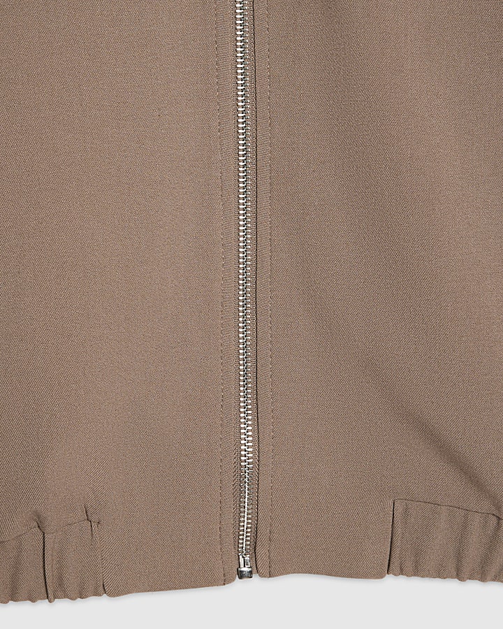 Beige Slim Fit Bomber Jacket