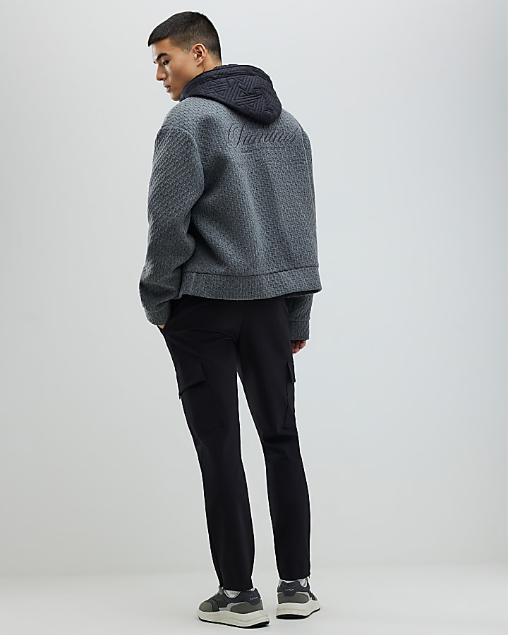 Black Skinny Fit Smart Cargo Trousers
