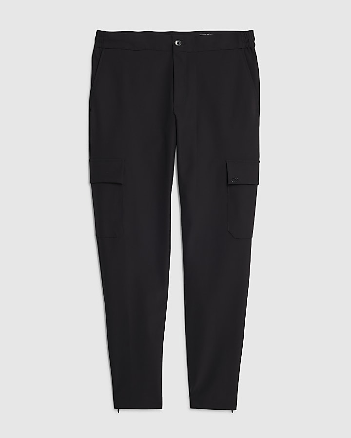 Black Skinny Fit Smart Cargo Trousers