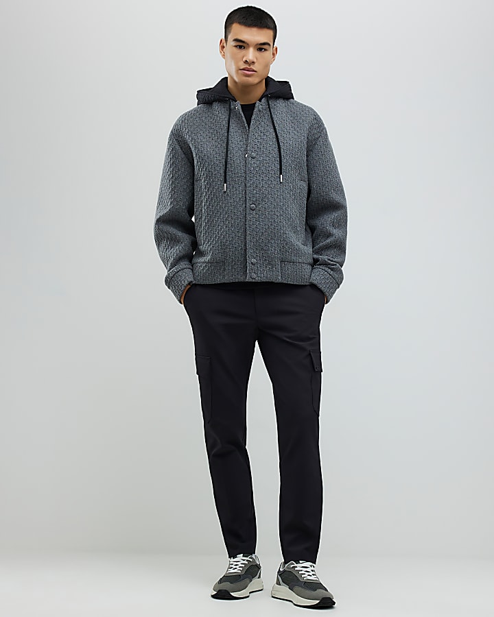 Black Skinny Fit Smart Cargo Trousers