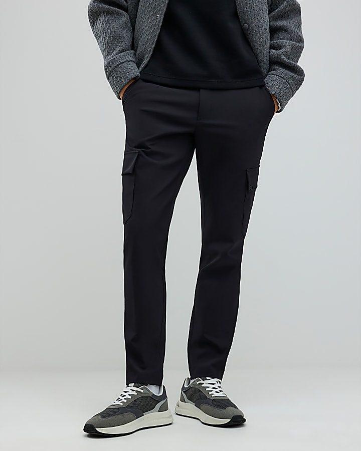 Black Skinny Fit Smart Cargo Trousers