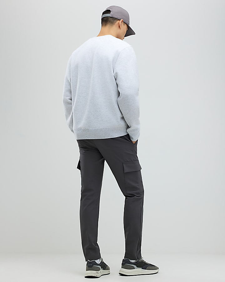 Grey Skinny Fit Cargo Trousers