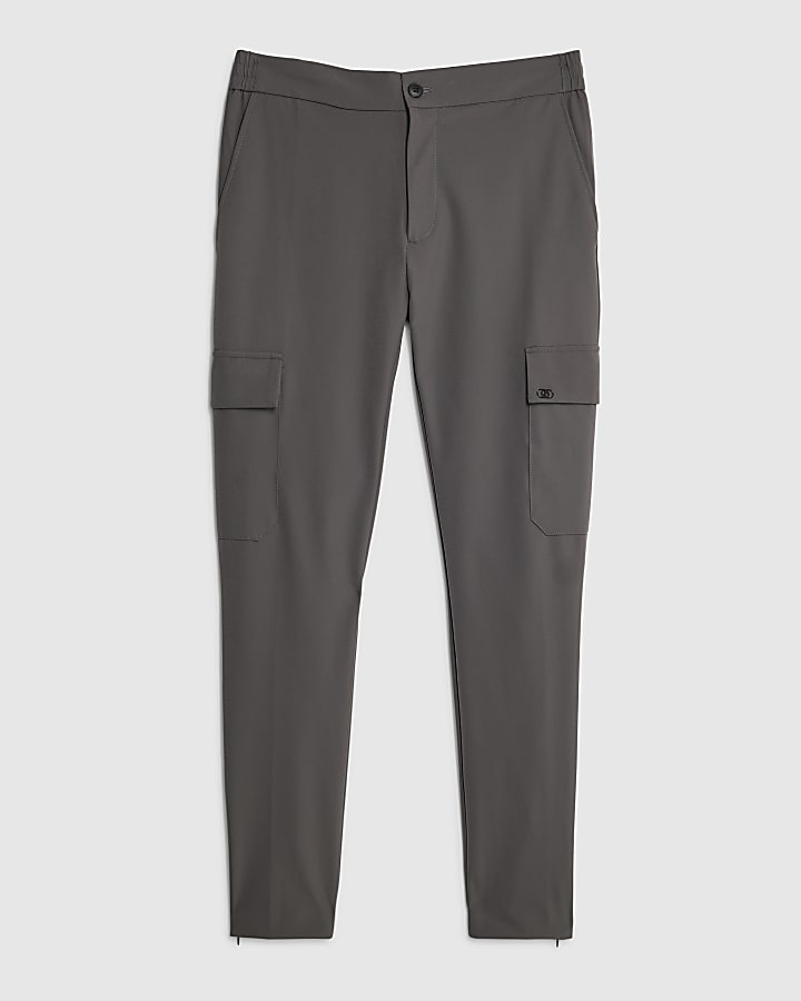 Grey Skinny Fit Cargo Trousers