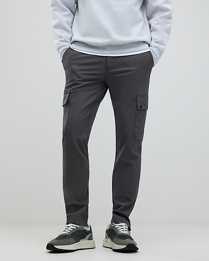Grey Skinny Fit Cargo Trousers