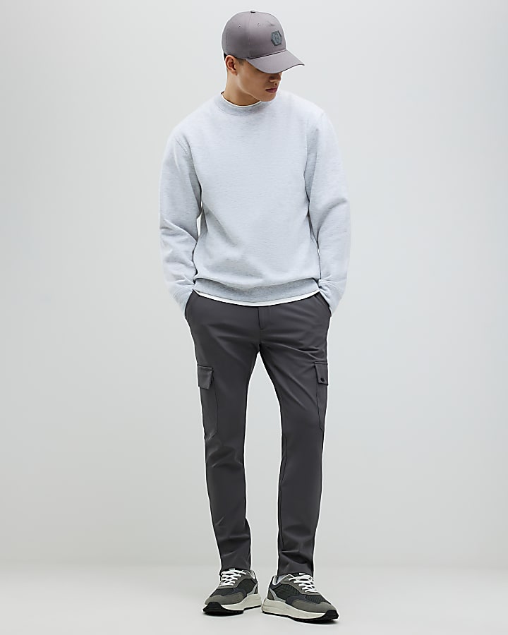 Grey Skinny Fit Cargo Trousers