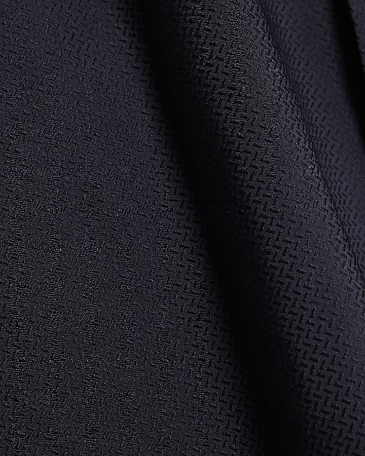 Navy Muscle Fit Textured Shirt