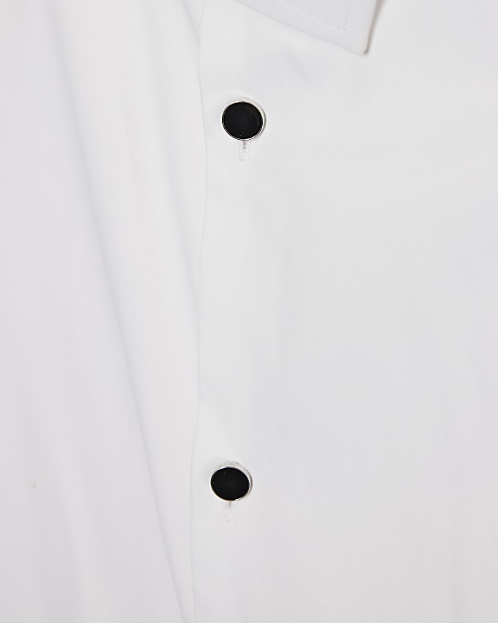 White Slim Fit Double Cuff Shirt