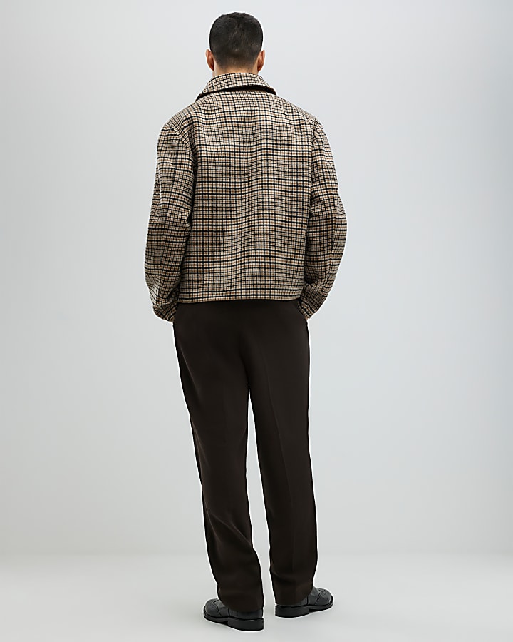 Brown Twill Wide Leg Trousers