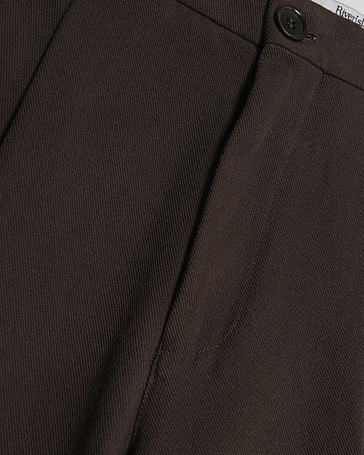 Brown Twill Wide Leg Trousers
