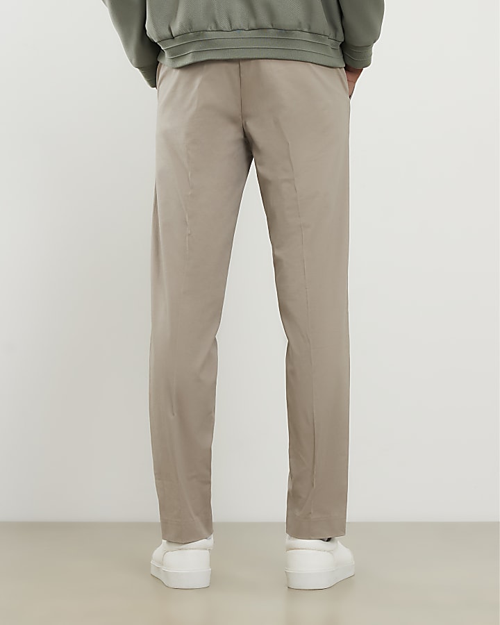 Beige Slim Fit Chino Trousers