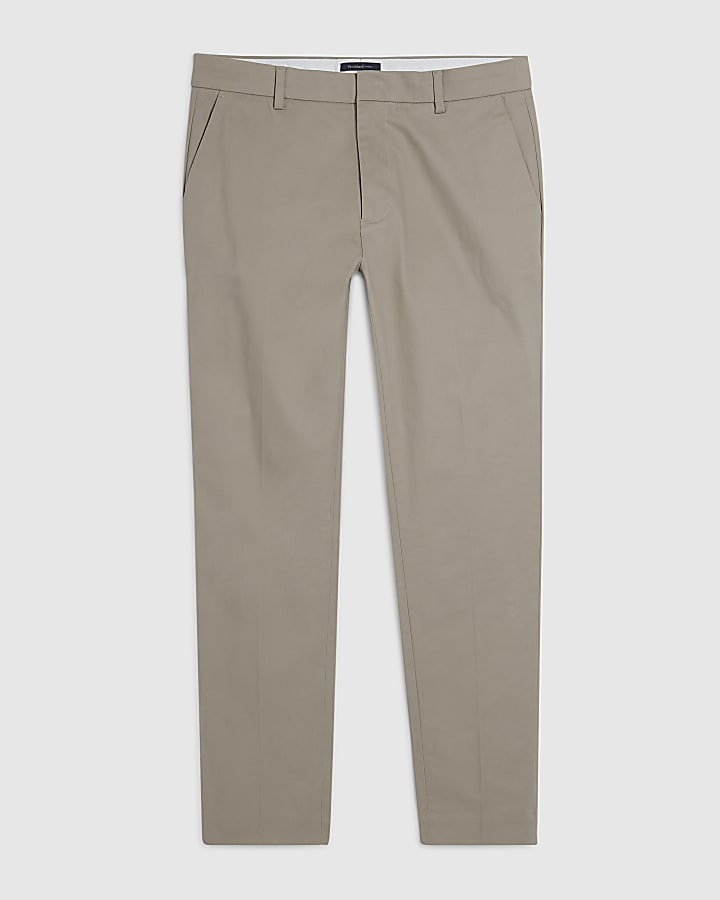 Beige Slim Fit Chino Trousers