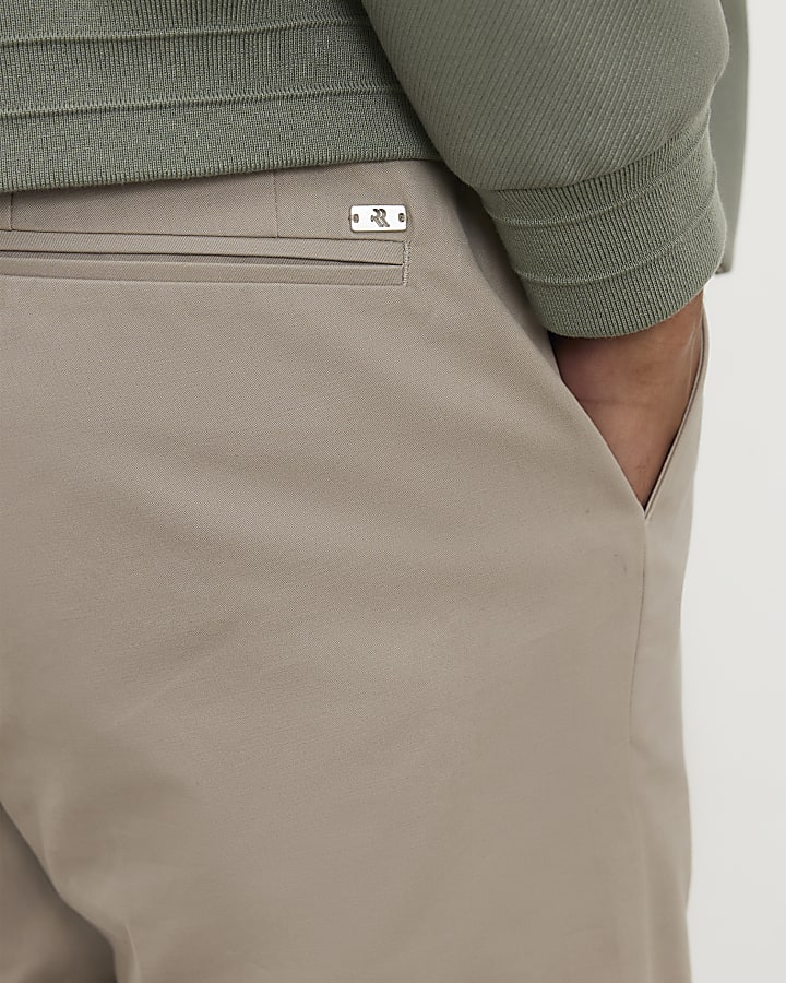 Beige Slim Fit Chino Trousers