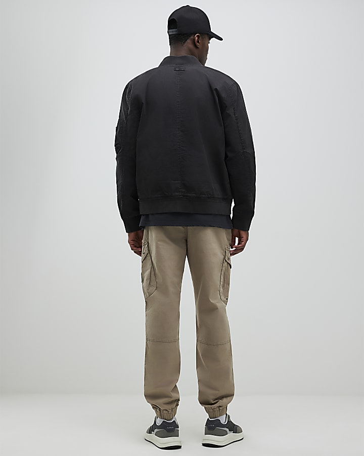 Beige Regular Fit Cargo Trousers