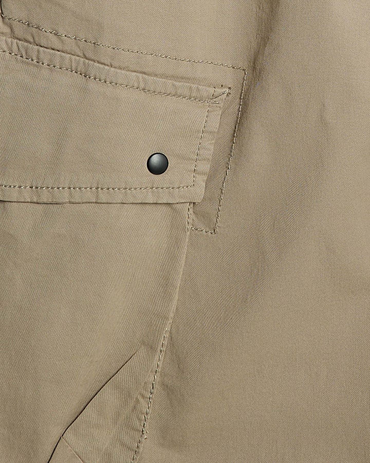 Beige Regular Fit Cargo Trousers