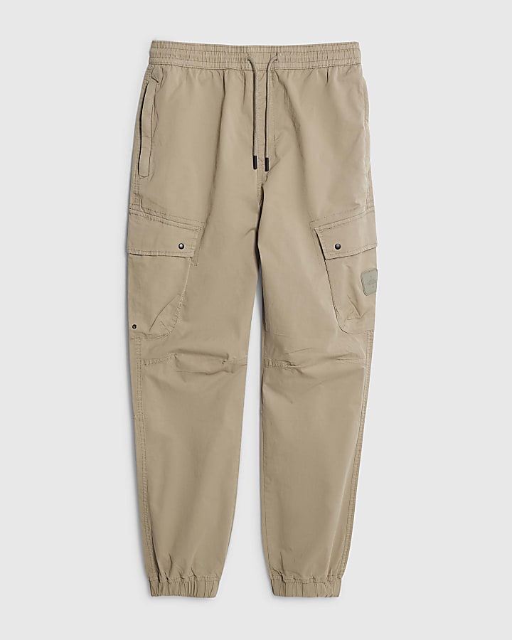 Beige Regular Fit Cargo Trousers