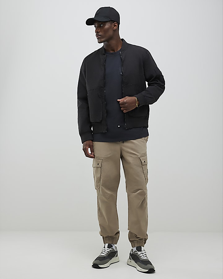 Beige Regular Fit Cargo Trousers