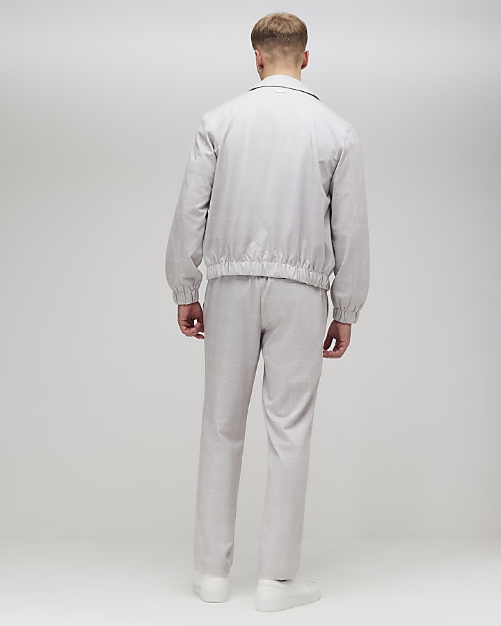 Beige Slim Fit Check Jogger