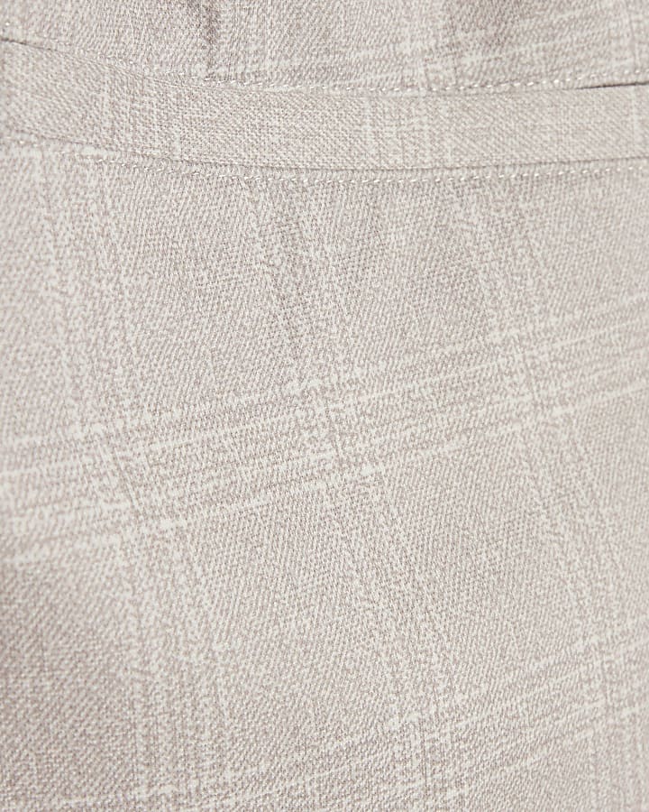 Beige Slim Fit Check Jogger