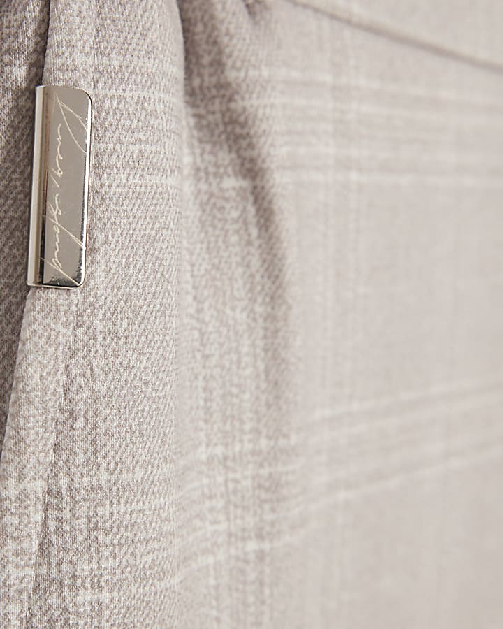 Beige Slim Fit Check Jogger