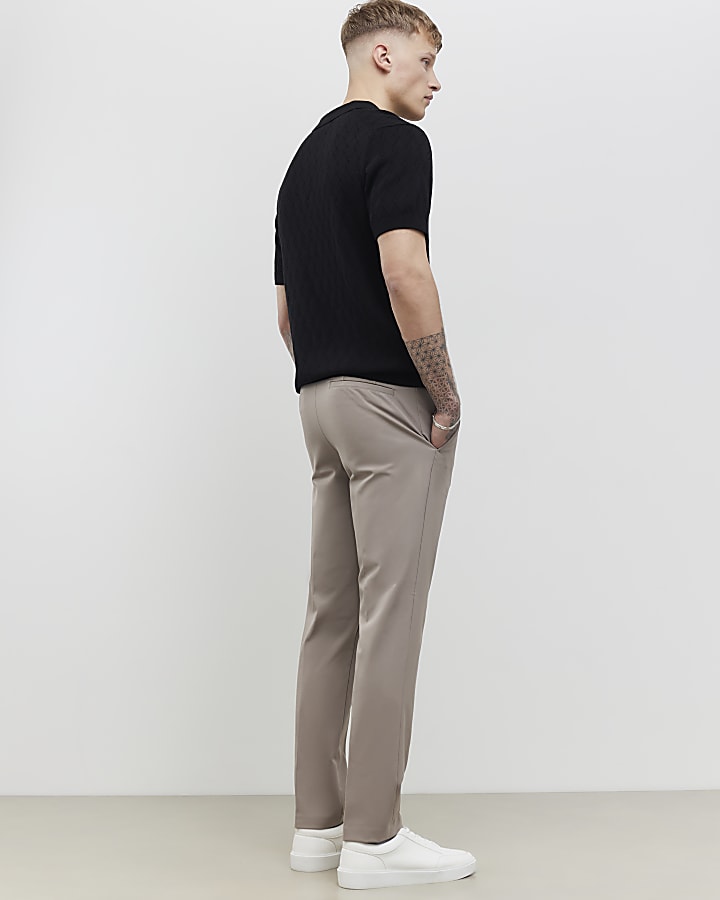Beige Skinny Fit Trousers