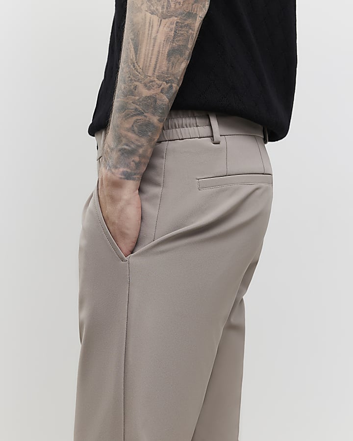 Beige Skinny Fit Trousers