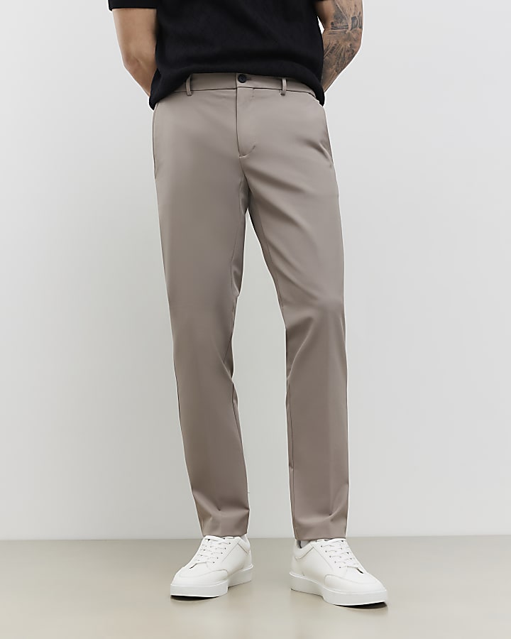 Beige Skinny Fit Trousers