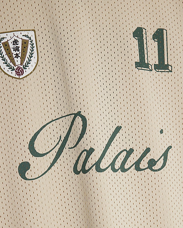Beige Oversized Fit Palais Mesh T-Shirt